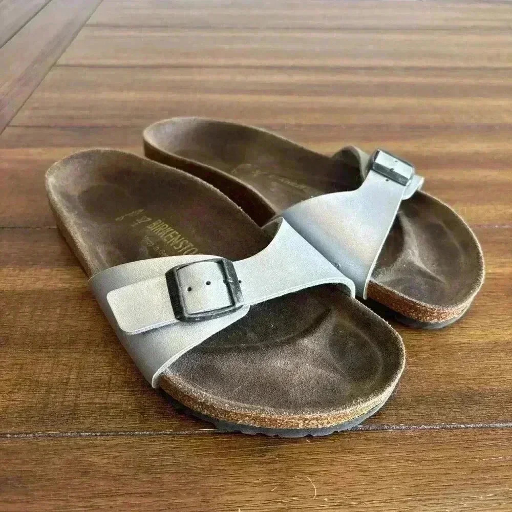 birkenstock 37 Leather Silver Madrid Sandals Women’s Sz 7